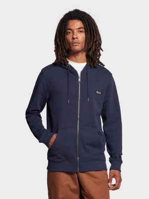 Penfield Badge Zip Men Hoodie Navy Blue | P-5087326