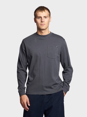 Penfield Chest Pocket Long Sleeve Men T Shirts Dakr Blue | P-4078192