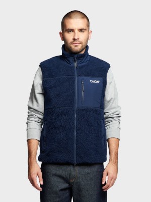 Penfield Hudson Script Borg Men Vest Navy Blue | P-7801459