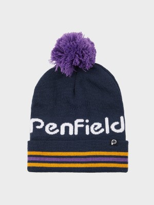 Penfield Intarsia Knit Bobble Men Beanie Navy Blue | P-5810329