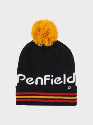 Penfield Intarsia Knit Bobble Men Beanie Black | P-6528739