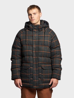 Penfield Longline Check Men Puffer Jacket Dakr Blue | P-4607315