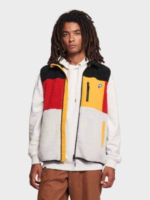 Penfield P Bear Colour Block Borg Men Vest Silver | P-1438069