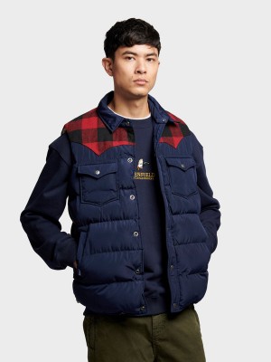 Penfield Penfield Rockford Men Vest Navy Blue | P-5847392