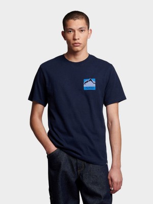 Penfield Relaxed Fit Mountain Scene Back Graphic Men T Shirts Navy Blue | P-1325987