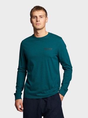 Penfield Sketch Mountain Back Graphic Long Sleeve Men T Shirts Deep Turquoise | P-2105798