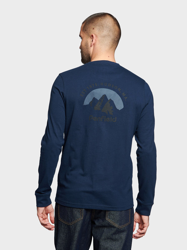 Penfield Arc Mountain Long Sleeve Men T Shirts Navy Blue | P-2418736