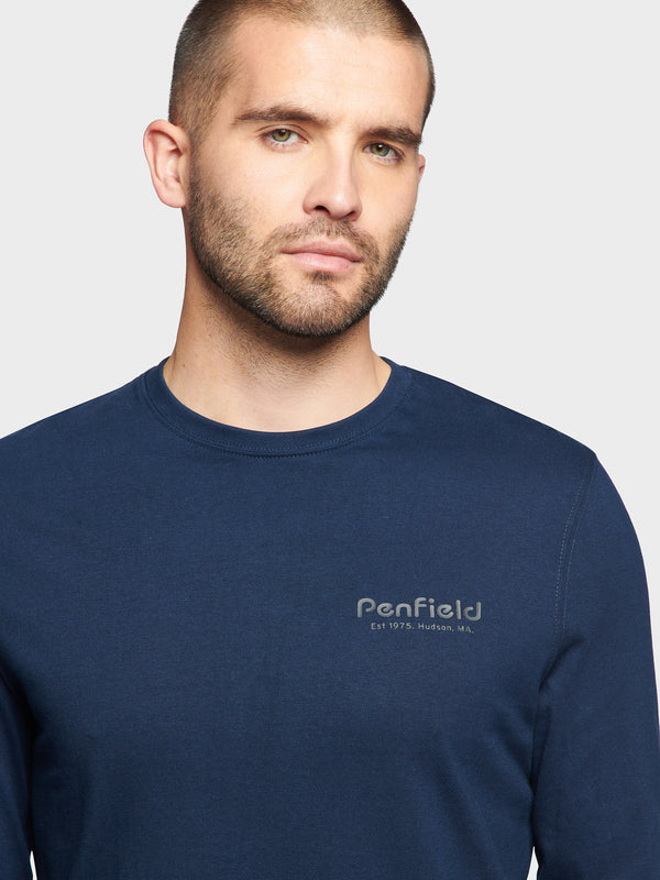 Penfield Arc Mountain Long Sleeve Men T Shirts Navy Blue | P-2418736