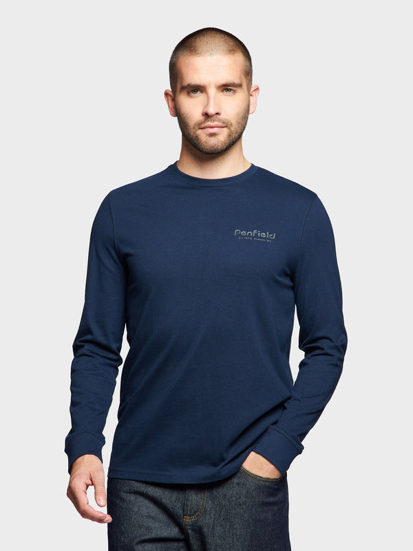 Penfield Arc Mountain Long Sleeve Men T Shirts Navy Blue | P-2418736