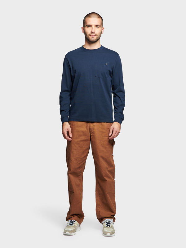 Penfield Chest Pocket Long Sleeve Men T Shirts Navy Blue | P-5072481