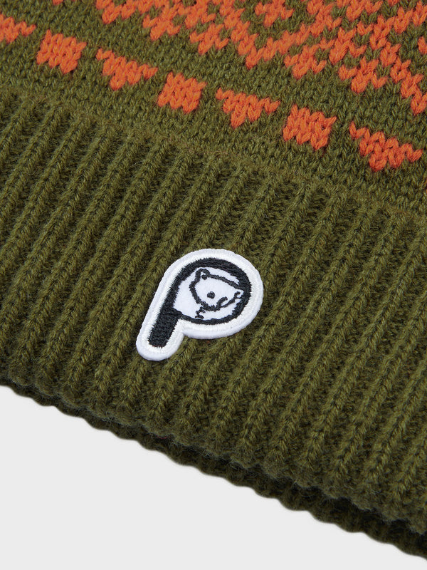 Penfield Fairton Fair Isle Bobble Men Cap Dark Green | P-6089724