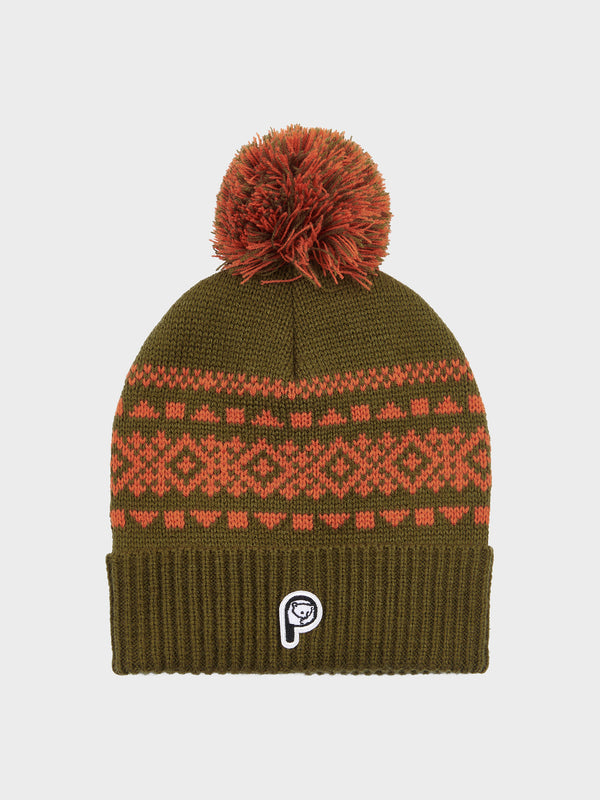 Penfield Fairton Fair Isle Bobble Men Cap Dark Green | P-6089724