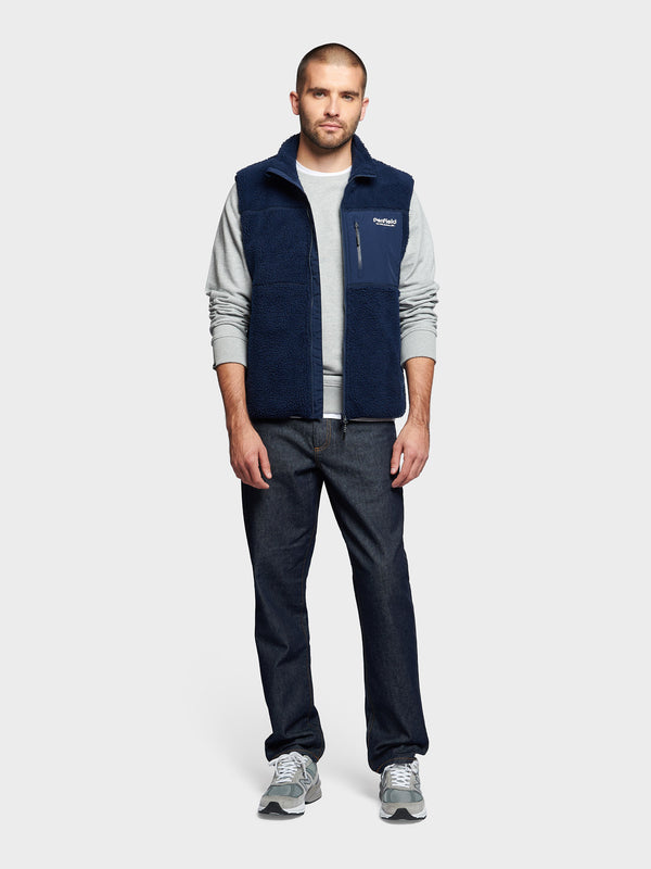 Penfield Hudson Script Borg Men Vest Navy Blue | P-7801459