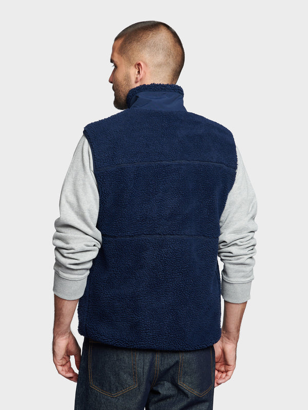 Penfield Hudson Script Borg Men Vest Navy Blue | P-7801459