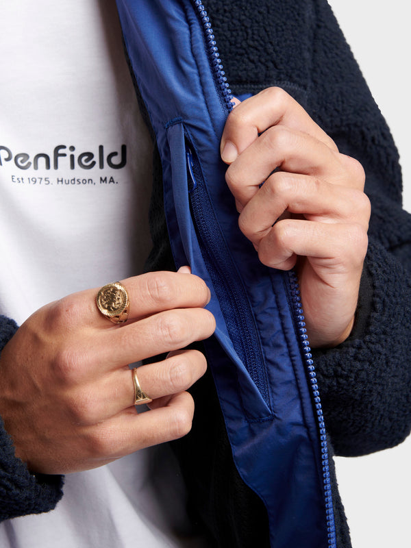 Penfield Penfield Mattawa Men Fleece Jacket Navy Blue | P-8197326