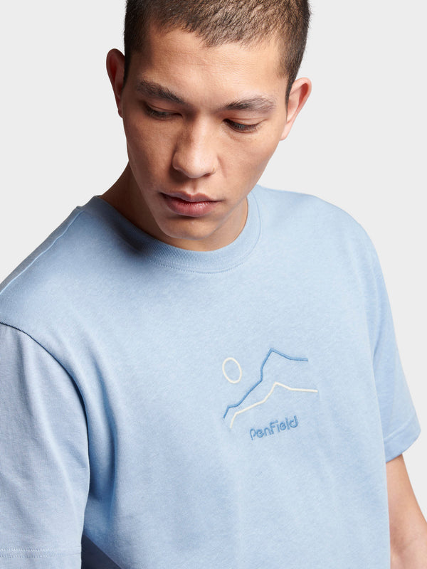 Penfield Relaxed Fit Embroidered Mountain Men T Shirts Blue | P-4795061