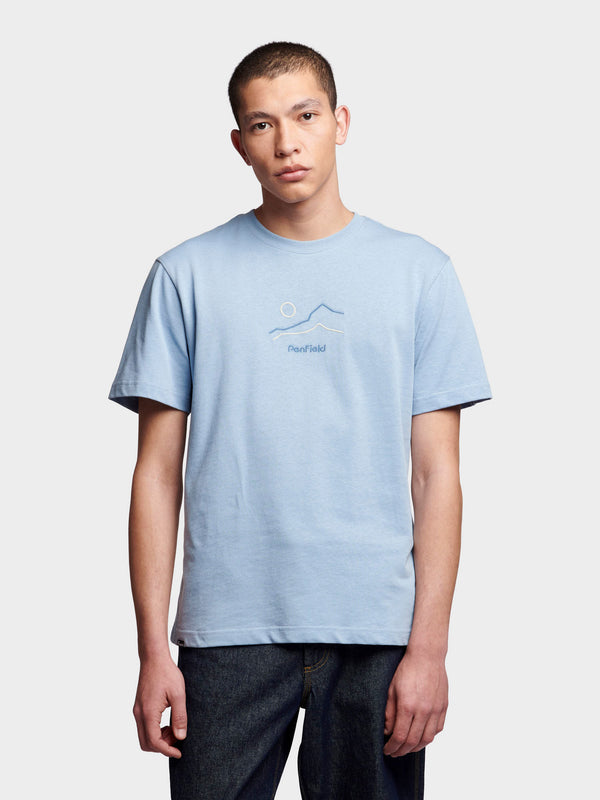 Penfield Relaxed Fit Embroidered Mountain Men T Shirts Blue | P-4795061