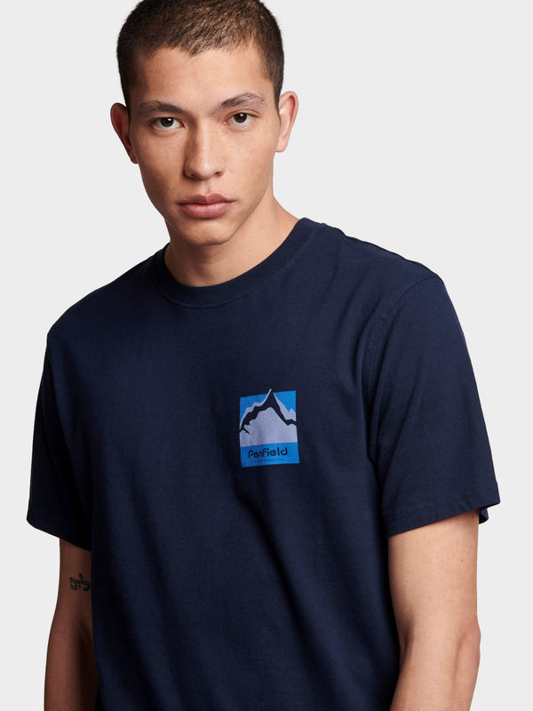 Penfield Relaxed Fit Mountain Scene Back Graphic Men T Shirts Navy Blue | P-1325987