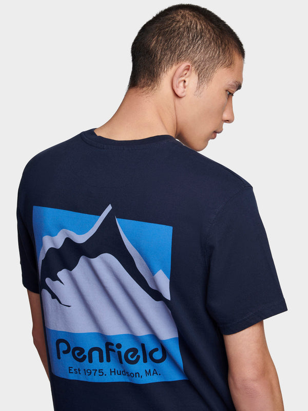 Penfield Relaxed Fit Mountain Scene Back Graphic Men T Shirts Navy Blue | P-1325987