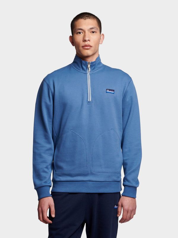 Penfield Relaxed Fit Washed Funnel Men Sweatshirt Blue | P-4936087