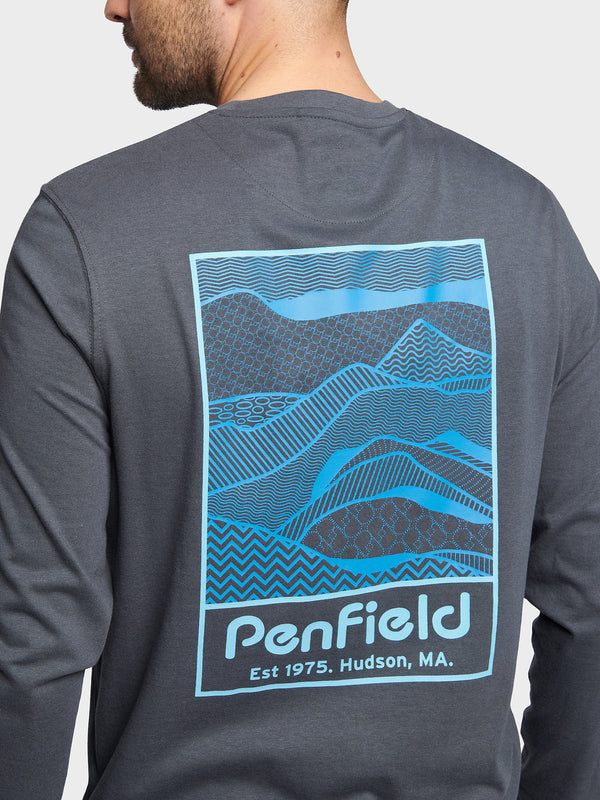 Penfield Sketch Mountain Back Graphic Long Sleeve Men T Shirts Dakr Blue | P-8621509