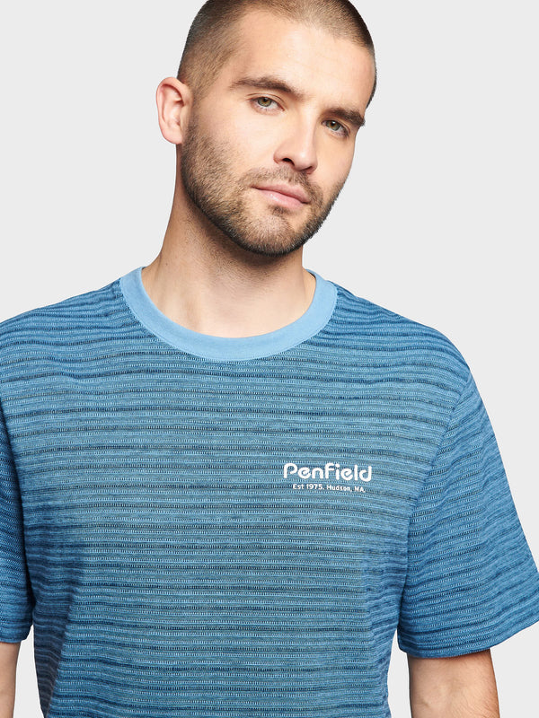 Penfield Textured Stripe Men T Shirts Blue | P-3124076