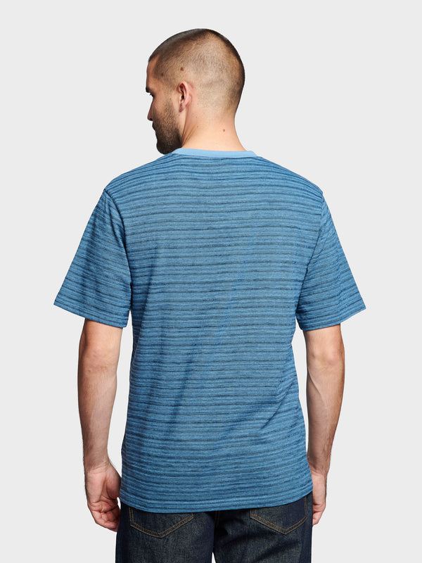 Penfield Textured Stripe Men T Shirts Blue | P-3124076