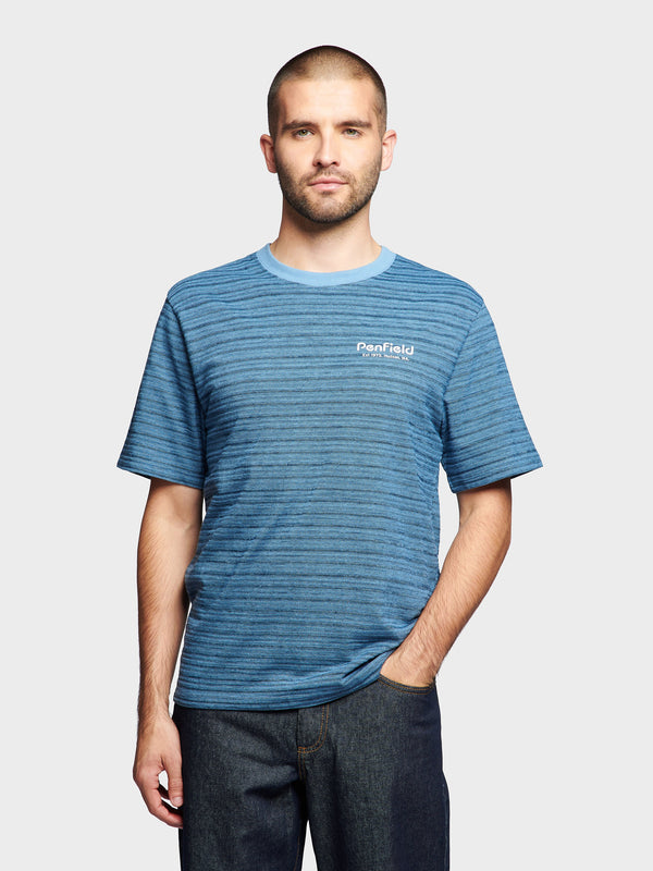 Penfield Textured Stripe Men T Shirts Blue | P-3124076